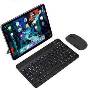 Computer Keyboard and Mouse Combo, Ultra Thin Wireless Keyboard with 3 Adjustable DPI Mouse, Bluetooth Keyboard and Mouse Compatible with PC Laptop Tablet Phone (Black)