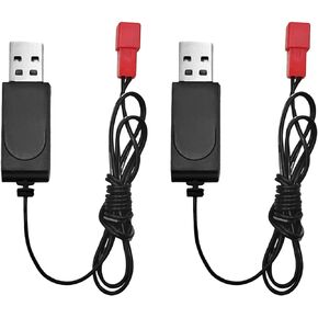 2PCS 3.7V 500mA 1S Battery USB Charging Cable with JST-2P Plug Connector Suitable for RC Cars, Ships, Drones, Gliders, Four-Axis Aircraft, and Helicopters 3.7V Lipo Battery Charging Cable