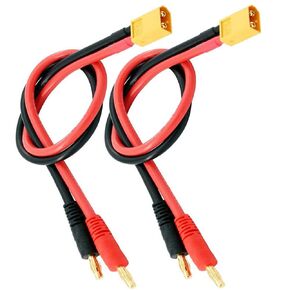 XT60 Cables- 2pcs XT60 Connector Plug to 4mm Banana Plugs Battery Charge Lead Adapter Cable 14awg 30cm