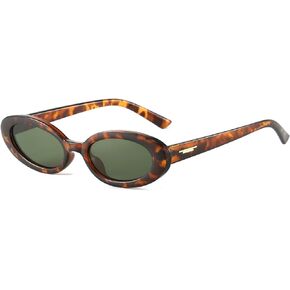 Retro Oval Sunglasses for Women 90s Vintage Womens Tiny Small Oval Glasses Fashion Black Cat Eye Shades