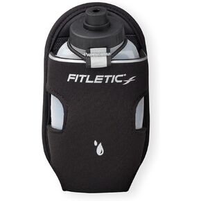 Fitletic 8-ounce Sport Water Bottle with Holster Attachable to Belts. No-Bite Cap Quick Hydration for Daily Running, Marathon, Triathlon, Ironman Race