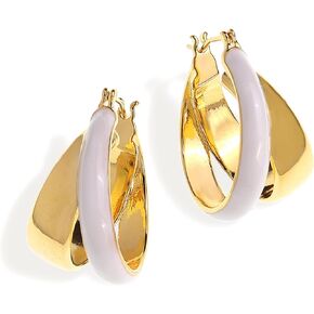 JeanBeau Two Tone Gold Chunky Hoops Earrings for Women Girls Statement Trendy Thick Huggie Hoop Cartilage Prom Wedding Holiday Fashion Jewelry Gifts