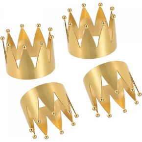 uxcell Metal Napkin Rings Set of 4, Crown Shape Napkin Ring Holder Buckle for Dining Table Decorations Wedding Birthday Holiday Party, Black