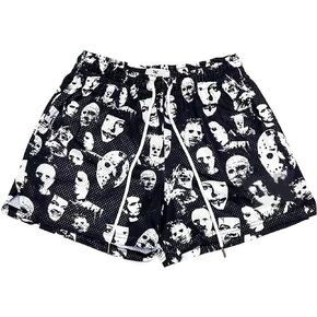 DIOTSR Mens Graphic Print Shorts Cool Mesh Basketball Shorts Casual Flat Front Shorts Summer Drawstring