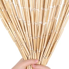 Handmade Bamboo Beaded Curtain for Doorway 65 Strands Door Beads Curtain Hanging Room Divider for Hallway Window Closet Boho Rustic Hippie Home Store Decor, 35.5 x 75 Inches Natural