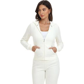Juicy Couture Women's Heritage Rib Trim Kangaroo Pocket Track Jack