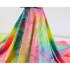 Rainbow Tie Dye Spandex Fabric 4 Way Stretch for Sewing Swimsuit Activewear 66" Wide (Pre-Cut 1 Yard)