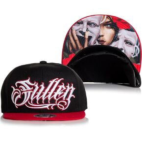 Sullen Tattoo Black/Red Snapback Tattoo Lifestyle Graphic Art Skull Trucker Hat Cap