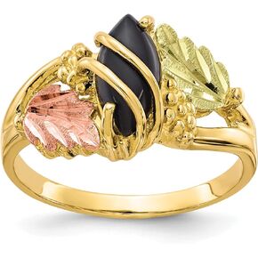 Avariah 10k Tri-color Black Hills Gold Onyx Ring - Ring Size 7.0