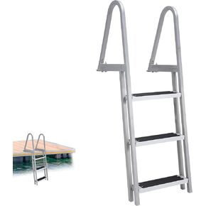 GAOMON Aluminum Dock Ladder 5 Steps, Removable Boat Ladder 350lbs Load Capacity, Pontoon Ladder Pool Stairs with Nonslip Design for Marine Boarding Lake Pool Dock