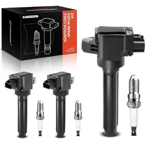 A-Premium Set of 3 Ignition Coil Pack and Iridium Spark Plugs Compatible with Mitsubishi Mirage 2014-2015 L3 1.2L
