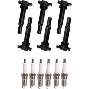 ENA Set of 6 Ignition Coil Pack UF558 Iridium Spark Plugs 5018 V6 Compatible with Kia Hyundai 2007 2008 2009 Santa Fe, 2007-2011 Rondo, 2006-2010 Optima, 2007-2010 Magentis 2.4L 2.7L 273013E40