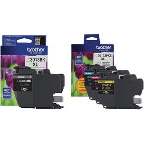 Brother Genuine LC3013BK, LC30133PKS High Yield Black, Cyan, Magenta and Yellow Ink Cartridge Set, LC3013
