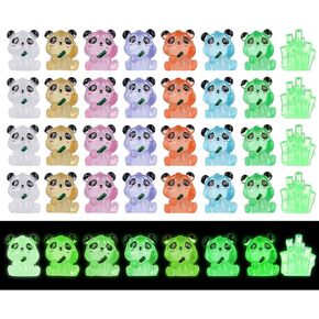 40pcs Luminous Mini Pandas, Glow in The Dark Mini Pandas Figurines Tiny Resin Pandas Miniature Pandas Bamboo Mini Resin Animals for DIY Crafts Dollhouse Garden Landscape Decor