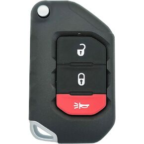 Folding Flip Replacement Key Fob Cover Case fit for 2020 2021 Jeep Gladiator JT Sahara JLU 2018 2019 Wrangler JL JLU Rubicon Keyless Entry Key Fob Shell (3 Buttons)