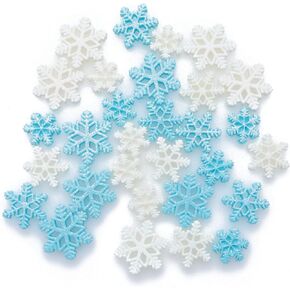Sowaka 30 Pcs Snowflake Resin Multi Size Tiny Clear Embellishment Snow Shape Christmas Ornaments for DIY Crafting Project Xmas Tree Home Winter Parties Décor (White)