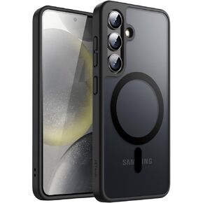 حافظة JETech مغناطيسية لهاتف Samsung Galaxy S24 5G، متوافقة مع MagSafe، غطاء هاتف خلفي شفاف غير لامع مقاوم للصدمات (أسود)