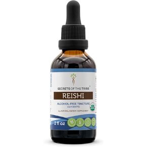 Secrets of the Tribe Reishi USDA Organic | Alcohol-Free Extract, High-Potency Herbal Drops | Made from 100% Certified Organic Reishi Mushroom (Ganoderma Lucidum) (2 oz)