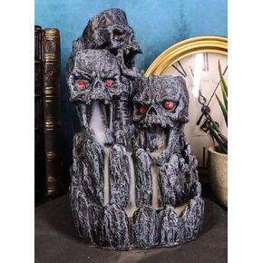 Ebros Gothic Three Screaming Skull Death Mountain Cave Backflow Incense Burner Aroma Figurine Trio Skulls Cliff Rock Mountains Decorative Accent Statue As Ossuary Macabre Halloween Decor