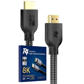 P4 8K Certified HDMI 2.1 Cable 10 Ft, Ultra High Speed Braided Cord for PS5, Xbox, Apple TV, and More!…