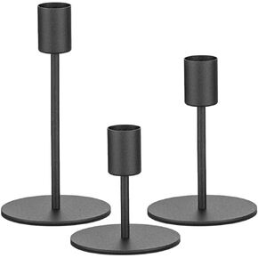 Matte Black Candlestick Holders,Short Taper Candle Holders,Decorative Candlestick Holder, Black Taper Candle Holders,Metal Candle Stands for Home Decor, Wedding, Dinning, Party (Black)