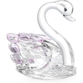 Crystal Swan Decor Glass Figurine for Home Symbol of Love (Pink)