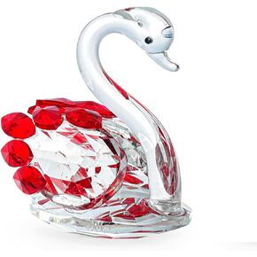 Crystal Swan Decor Glass Figurine for Home Symbol of Love (Pink)