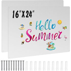 2 Pcs Magnetic Board-Memo Board for Home, Office, Kitchen and Classroom-Magnet Bulletin Board Display Magnetic Letters Numbers Animal,Calendar,Notes,Photos,Suitable for Wall (Gray 16"x24")