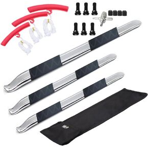 2 x 15.5 inch 1 x 19.5 inch Tire Irons 3 x Rim Protectors 6 x TR413 Valve Stems Mount and Demount Tire Irons Set Motorcycle Dirt Bike Lawn Mower ATV UTV Tire Changing Tools with Stable Bag