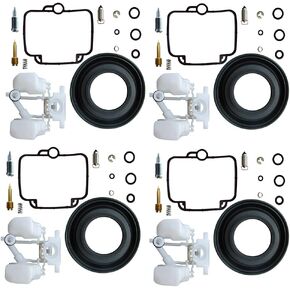 4-Pack Carburetor Repair Kit Carb Rebuild Set Diaphragm Float Replacement for Suzuki Bandit 1200 GSF1200S GSXR1100 GSXR600W GSXR750 Katana 1100 750