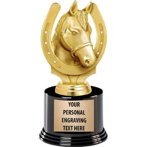 Crown Awards Horse Trophies, 7.25" Custom Horseshoes Trophy with 5 Lines of Free Engraving Prime
