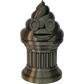 Znet3D Poop Emoji Trophy - Perfect Award or Gift - Handmade w/Additive Manufacturing - 6" inches tall - Featuring a solid Poop Emoji secured on a Column Pillar (Silk Gold)