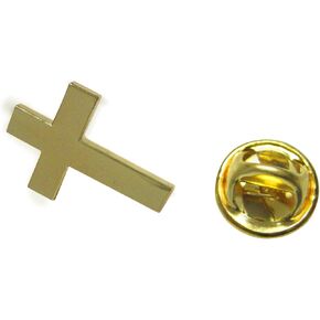 Gold Toned Religious Cross Lapel Pin