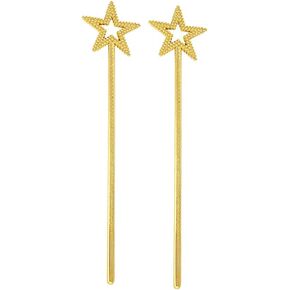 2 Pcs Plastic Star Magic Wands Glitter Princess Wands Fairy Angel Sticks Christmas Cosplay Wands Costume Props for Birthday Party Golden