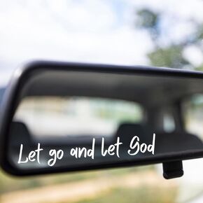 2 x Rear View Mirror Decal - Let Go and Let God Decal - Vinyl Car Decals - Rearview Mirror Sticker - Inspirational Wall Decal - Religious Stickers - Gift for Her - Stocking Stuffer