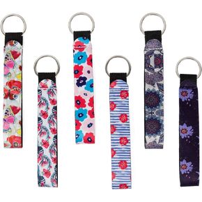 6-Pack Keychain Lanyard | Women's Strap Key Chain Lanyard Wristlet | 4YOUALL Durable Neoprene Cool Keys Lanyard for Chapstick Keychain Holder (6 Pack Lanyard, Flowers)