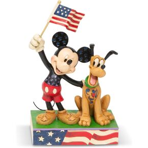 Enesco Disney Traditions by Jim Shore Mickey Mouse and Pluto Patriotic Figurine, 7 Inch, Multicolor