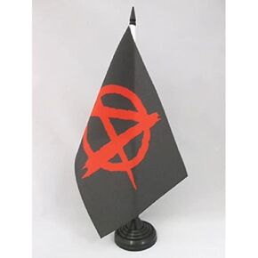 AZ FLAG Anarchy Black and red Table Flag 5'' x 8'' - Arnachism Movement Desk Flag 21 x 14 cm - Black Plastic Stick and Base