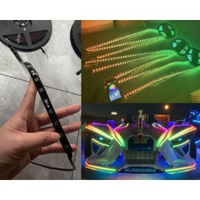 8PCS 4FT Full Tinted LED Black Out PCB Smoked Color Chasing + RGB Multi-Color + Solid Color Light Strips for Polaris Slingshot Hood Lights Car Truck Front Grille Ryker Spyder