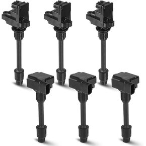 Set of 6 Ignition Coil Pack Compatible with Infiniti I30 1996-1999 Nissan Maxima 1995-1999 3.0 V6, Replace for UF138 UF262 UF139 UF263, Black