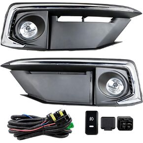 Front Bumper Fog Light Lamp Cover Set Replacement for Honda Civic Coupe/Sedan 2019-2020