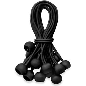 6 Inch Ball Bungee Cords, Heavy Duty UV Resistant Elastic Strap, Reusable Tie Down Cord with Balls, Indoor Outdoor Cords for Golf Net, Soccer Goals, Camping, Tent Poles, Hose (Black, 20 Pack)