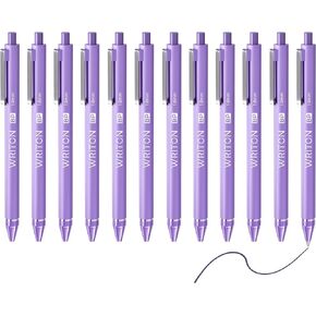 Writon Retractable Ballpoint Pens, Comfort Barrel, 1.0mm Medium Point, Purple Ink, 12 Pack