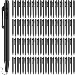 Eaasty 100 Pcs 4'' Mini Pen Bulk 0.7 mm Small Retractable Ballpoint Tiny Black Ink Pen Gel Pens with Clip Smooth Writing Pens for Pocket School Journal Writing Office
