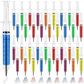 36 Pcs Syringe Pens,Retractable Fun Syringe Pen,3 Colors Ink Syringe Shape Pens,Multi-Color Novelty Syringe Pens for Nurses,Imaginary Doctor Play,School,Office,Birthdays and Party Favor Gifts