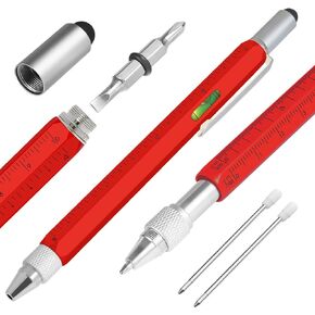Novelty Gifts 9 in 1 Pens for Men, Multi Tools Pen EDC Unique Gadget as Christmas, Valetentine's Day, Father' Day, Birthday Pens Gifts for Dad, Boyfriends (Black-long)