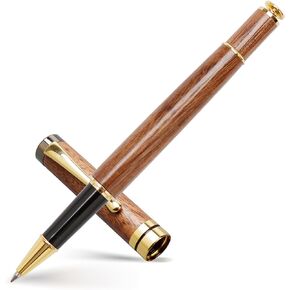 Ayiaren Luxury Walnut Wood Ballpoint Pen Writing Set with 2 Black Ink Refills Fancy Business Office Pens Gift Cool Nice Wooden Gel Pen for Men Women Journaling Executive Calligraphy Rollerball Pen