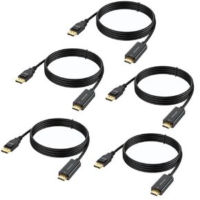 DisplayPort to HDMI 4K 6Feet, 4K DisplayPort to HDMI Cable Uni-Directional DP to HDMI Cord for Dell, Monitor, Projector, Desktop, AMD, Lenovo, HP, ThinkPad -5Pack