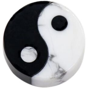 Natural White Turquoise Obsidian Worry Thumb Stone Black-and-White Tai Chi Pocket Stone for Anxiety Stress Relief Meditation Energy Healing Crystal Stones Decorative Ornaments