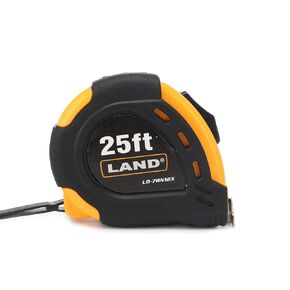 LAND 25Ft Retractable Measuring Tape - Heavy Duty Tape Measure, Inch/Metric Double Scale, Sturdy Matte Blade, Magnetic Hook for Measurement Alone, TPR Rubber Protective Case (25FT)